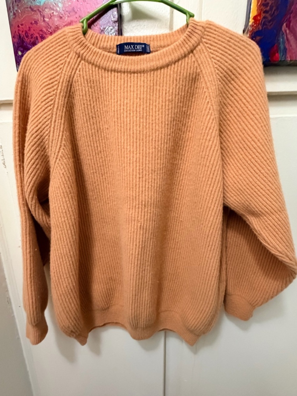 Cashmere/merino wool blend Italian
 Cozy Ribbed Crewneck Sweater - Peach